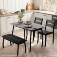 thumbnail image 4 of Soonbuy Dining Table Set for 4, Sturdy Wooden Kitchen Table with Chamfer Design and Metal legs, Upholstered Bench & 2 Classic Dinner Chairs, Kitchen and Dining Set for Home Dinner, Party, Apartment, 4 of 9