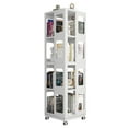 thumbnail image 2 of Tcbosik Rotating Metal Bookshelf, 4-Tier Revolving Bookcase with Wheels, Floor Standing Storage Display Shelves for Bedroom, Living Room, White, 2 of 8