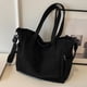 thumbnail image 5 of Bolso de mano de pana para mujer Bolso bandolera con bandolera Bolso hobo Otoño Invierno Bolso para citas (Negro), 5 of 8