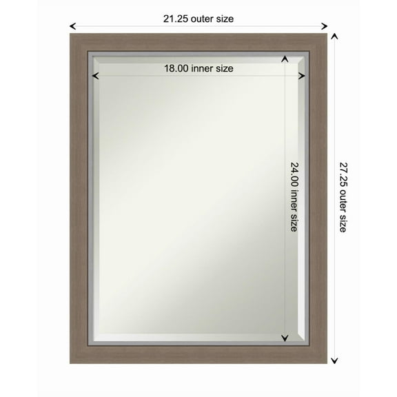 Amanti Art Eva Brown Narrow Beveled Wood Wall Mirror 27.25 x 21.25 in.