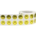 thumbnail image 2 of Yellow Sparkle Holographic Circle Happy Face Stickers, 0.5 Inch Round, 1000 Labels on a Roll, 2 of 2