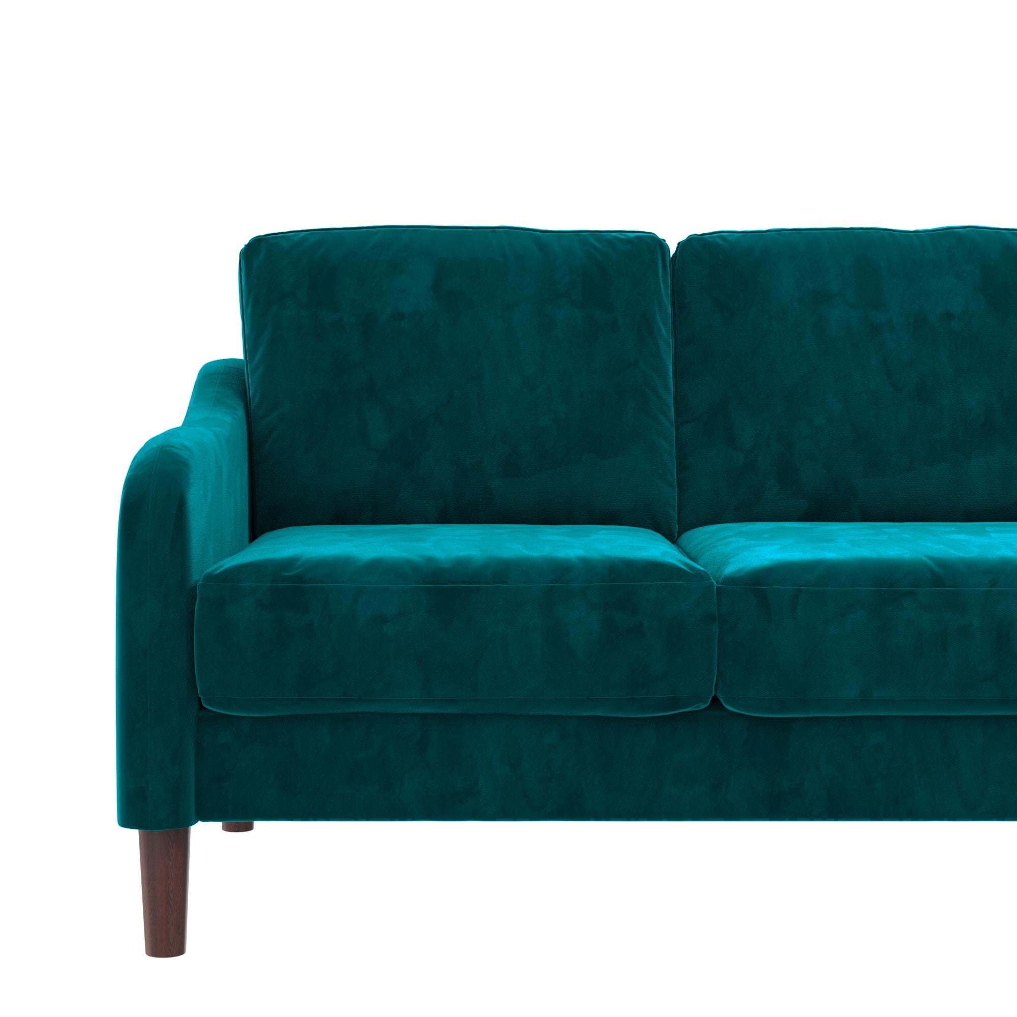 DHP Marbella 3-Seater Sofa Couch, Living Room Furniture, Green Velvet