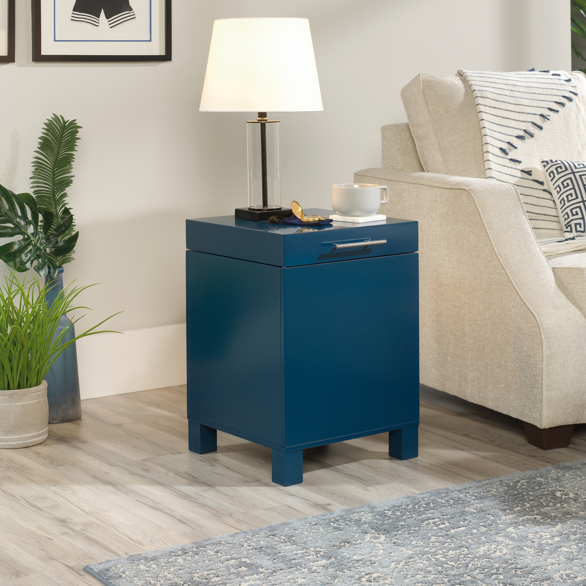 Sauder Vista Key Side Table, Navy Blue Finish