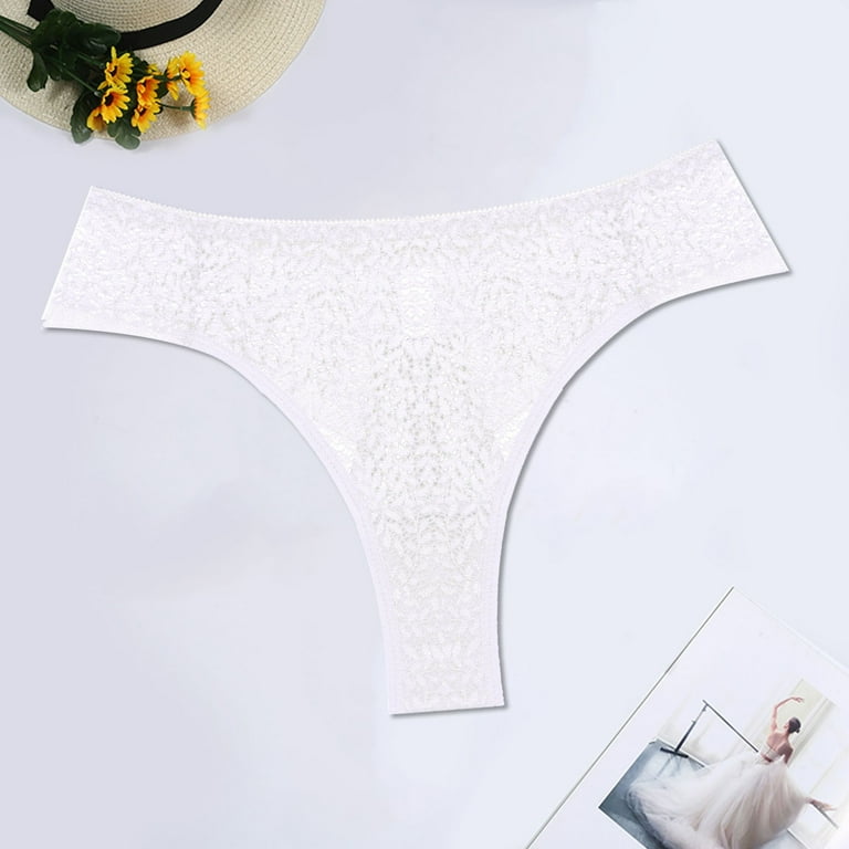 zuwimk Cotton Thongs For Women,Women Mesh Thongs Panties Bikini Lightweight  No Show Underwear White,XL 