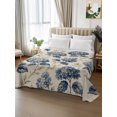 thumbnail image 3 of Queen Flat Sheet Only Watercolor Hydrangea Flower Soft Microfiber Cooling Bedding Sheets Vintage Floral Leaves Beige Flat Bed Sheet for Hotel,Home Decor, 3 of 9