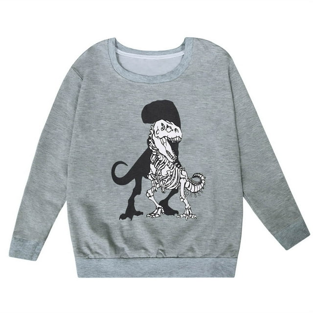 PMVFHDE Liquidation Mode Enfant Chandails à Capuchon & Chandails en Molleton Mode Enfant Personnalité Décontractée Ample Imprimé Col Rond Sans Capuche Manches Longues Chandail en Molleton Gris,140