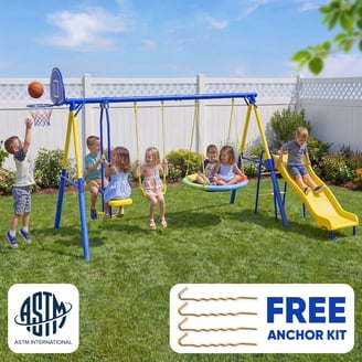 Sportspower 7-Station Playground Swing Set with Trampoline, 2