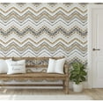 thumbnail image 4 of S4Sassy Peel and Stick Wall Covering, Tribal Zigzag Removable Vinyl Wallwrap - Modern Wall Mural, Beige Instant Walls Makeover Wallpaper for Bedroom, Bathroom, Laundry Room, Closet Interior -25"x120", 4 of 7