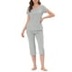 thumbnail image 1 of Conjunto de pijama de mujer INSPIRE CHIC, ropa de dormir, cuello redondo, ropa de casa con pantalones capri, color gris, 1 of 6