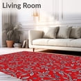 thumbnail image 2 of ODIKA 3'x5' Machine Washable Non-Slip Area Rug, Winter Berry Embroidery Kit Featuring Interlaced Festive High Traffic Rug with Pad, Red, 644489, 2 of 8