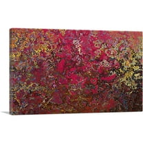 ARTCANVAS Pink Yellow Brown Splatter Modern Canvas Art Print - Size: 26" x 18" (0.75" Deep)