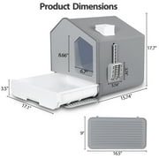 SuperDeal Cat Litter Box with Litter Mat and Scoop Extra Large Odor Control Easy Clean Gray