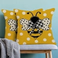 thumbnail image 3 of Summer Outdoor Pillow Covers 18x18 Inch 2 Pcs, Mustard Yellow Honey Bee Polka Dots Decorative Throw Pillows,Bumble Bee Farmhouse Decor Pillowcase Linen Cushion Cover for Home Couch Sofa Bed, 3 of 6