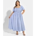 thumbnail image 5 of CASSIE LIZ Plus Size Womens Dresses 2X Square Neck Plaid Maxi Dress Curvy Silhouette with Pockets Summer Spring Party Beach Holiday Dress 2XL 18W 20W, 5 of 10