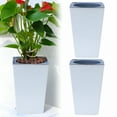 thumbnail image 2 of ACDANC 2026 New Tall Planters Set of 2, Outdoor Indoor Planter Pots, Self Watering Planters, Modern Flower Pot Containers, Tall Square Planter Box, Plastic Pots for Decorative Flower Tree Plant, 2 of 5