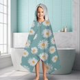 thumbnail image 6 of Teal Daisy Flower Golden Centers Pattern Hooded Bath Towel，60"x35" for Ages 3 To 12 Kids, Quick Dry Lightweight Soft Microfiber Hood Beach Towel Cover Up for Kids, 6 of 7