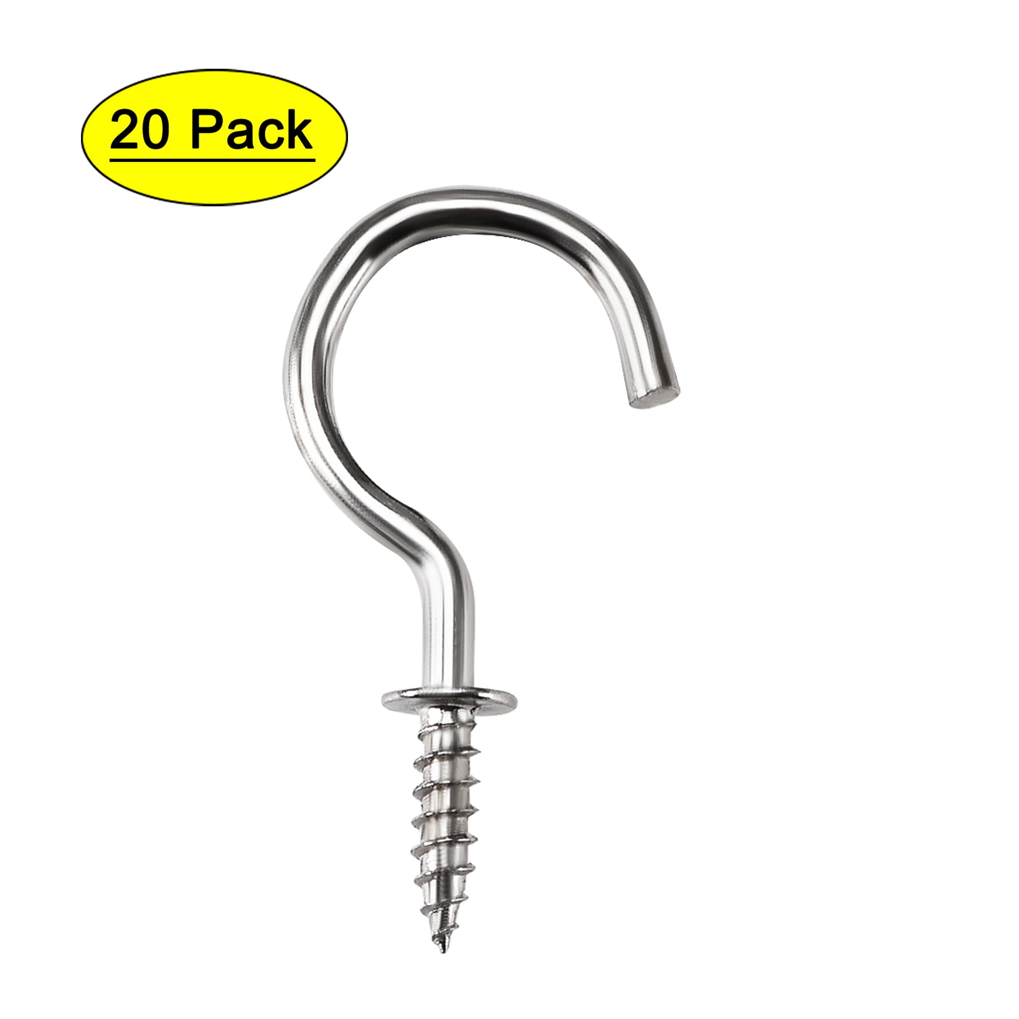 Uxcell 1.3" Small Screw Eye Hooks Self Tapping Screws Carbon Steel Silver 20Pcs