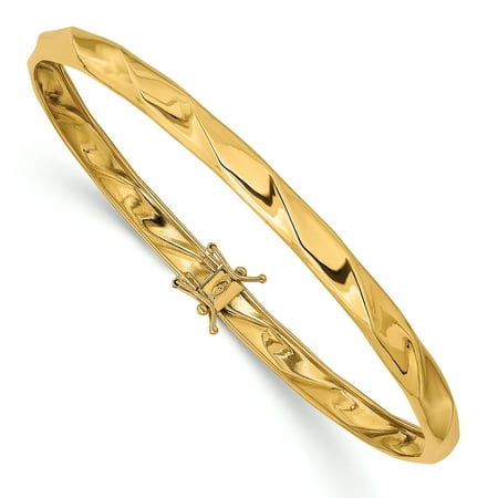 14k Yellow Gold Twisted Bangle Bracelet Cuff Expandable Stackable Hinged