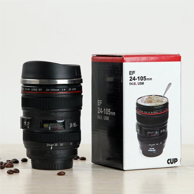stanreset Camera Lens Mug 400ml Portable Stainless Steel Tumbler Travel Vacuum Flask Milk Coffee Mug