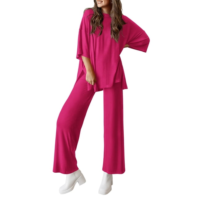 Conjunto Deportivo PRETTYGARDEN en Rosa Rojo para Mujer, Talla Pequeña