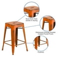 thumbnail image 2 of 24'' High Backless Distressed Orange Metal Indoor-Outdoor Counter Height Stool, 2 of 9