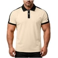 thumbnail image 2 of Guluxicc Men's Summer Henley Tops Short Sleeve Trendy Color Block Business Casual Shirts with Pockets, 2 of 8