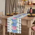 thumbnail image 2 of Table Runners 70 Inches Long Dress Scarves, Blue Pink Hydrangea Farmhouse Coffee/Dining/Kitchen Table Decor, Holiday Table Runner, Eucalyptus Leaves Summer Botanical Plaid 13x70 Inch, 2 of 9
