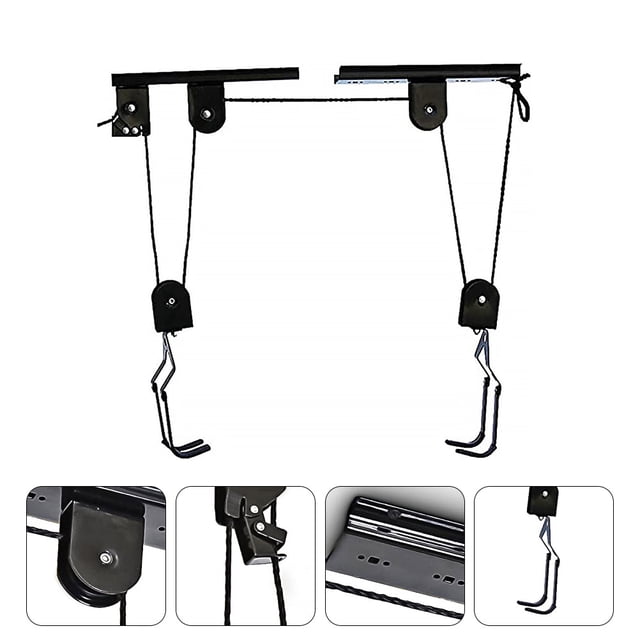 OUNONA 1 Set Ceiling Bike Rack Steel for Safe Locking Mechanism with Hanger