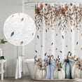 thumbnail image 5 of Navy Blue Pumpkin Fall Shower Curtain, Waterproof Shower Curtains for Bathroom, Thanksgiving Leaves Floral Pastoral Washable Fabric Bathtub Curtain Set Bath Decor with 12 Hooks Extra Long 72"x96", 5 of 8