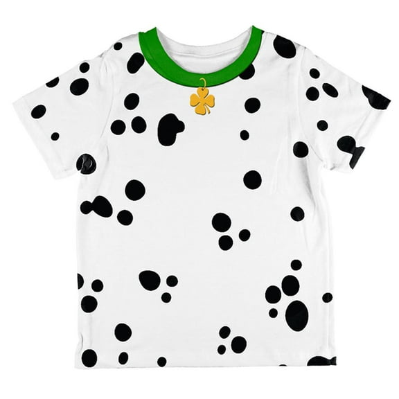 St Patrick's Day Dog Dalmatian Costume Green Collar Shamrock All Over Toddler T Shirt Multi 6T
