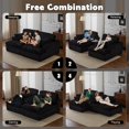 thumbnail image 4 of Corduroy Double Lounge Chaise Sofa Indoor, Oversized Upholstered Sleeper Cloud Couch, Sectional Deep Seat Loveseat for Living Room, No Assembly Required, Black, 4 of 8