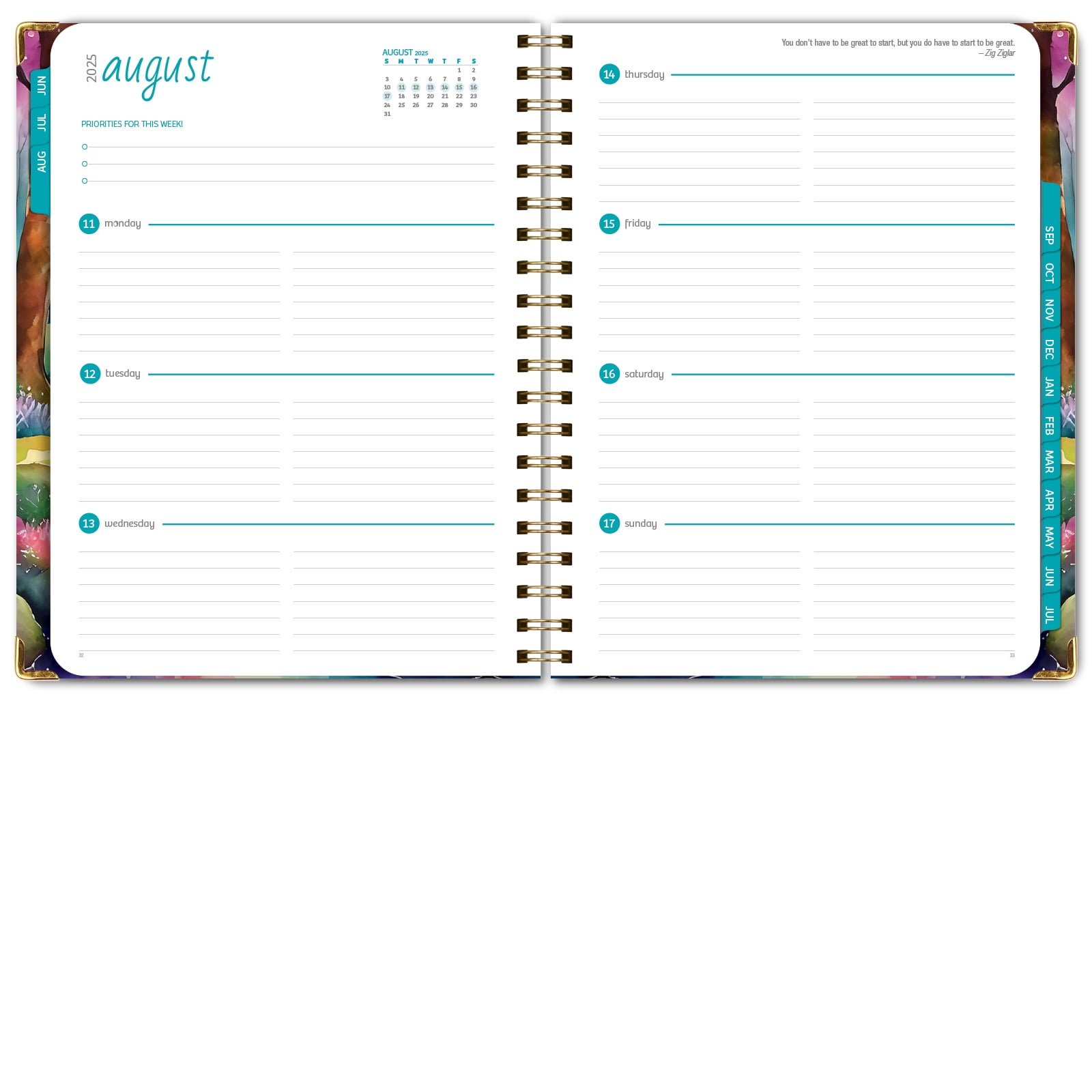 Academic Year 2025-2026 Planner, June 2025 - July 2026, 8.5"x11" Daily Weekly Monthly Planner Yearly Agenda, Hardcover, Bookmark, Pocket Folder and Sticky Note Set (Rainbow Trail)