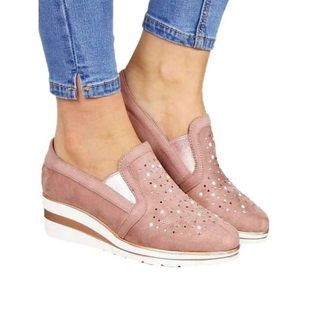 

Lacyhop Womens Flat Shoes Rhinestone Loafers Ladies Pumps Slip On Fashion Casual Shoes