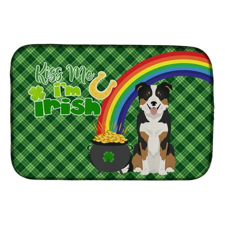 

Tricolor Border Collie St. Patrick s Day Dish Drying Mat 14 in x 21 in