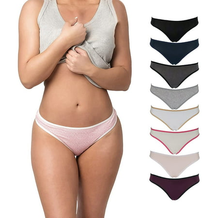 

Emprella Underwear Women Thongs Assorted 8 Pack - No Show Panties Seamless Sexy Breathable