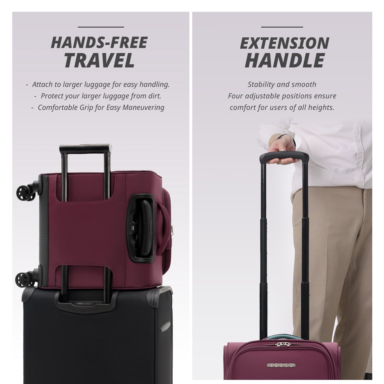 Verage Underseat Carry On Luggage with Wheels and USB Port,14 inch Wheeled Spinner Bag Carry-on Luggages for Airlines, Lightweight Suitcase Men Women, Pilots and Crew (14.5-Inch Plus Underseat Pro)