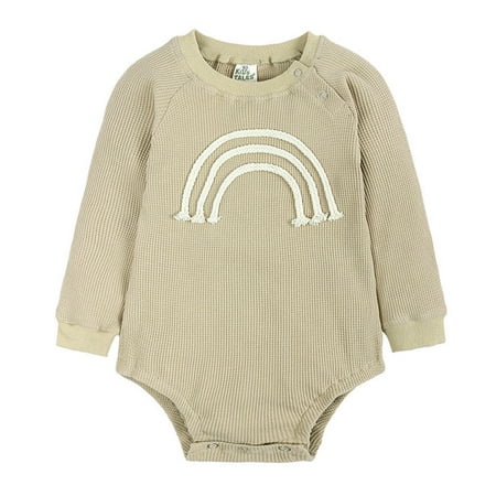 

NIUREDLTD Boys Girls Long Sleeve Rainbow Prints Romper Tops Bodysuit For Babys Clothes