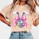 thumbnail image 2 of Tops de Manga Corta de Verano para las Mujeres Imprimir Blusa de Cuello Redondo, Moda Ligera de Poliéster Spandex, 2 of 7