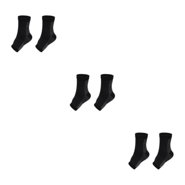 Ruiboury 2a Set Of 2 Non-skid Compression Socks For Ankles Brace Comfortable To Wear black L/XL 3Set