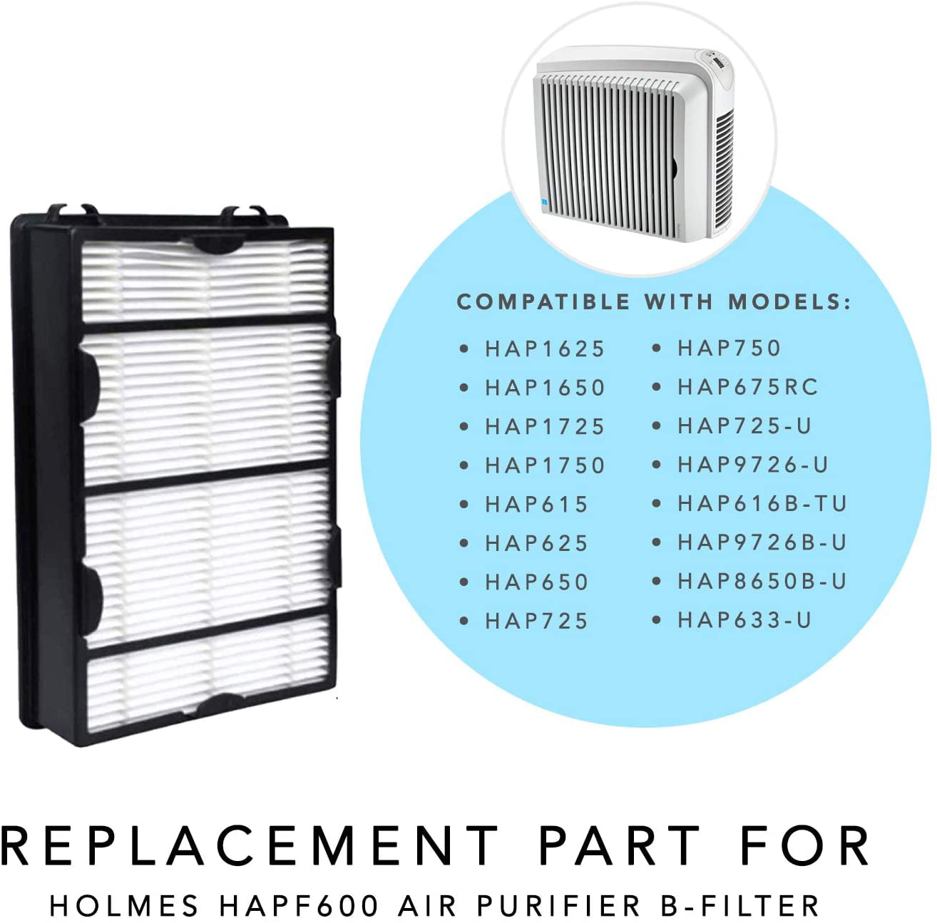 2pcs Filters Replacements For Holmes B Filters HAP616B-TU Air Purifiers 