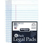 WorkForce Basic 6-Pack White Legal Pad, 50 Pages, 5" x 8"