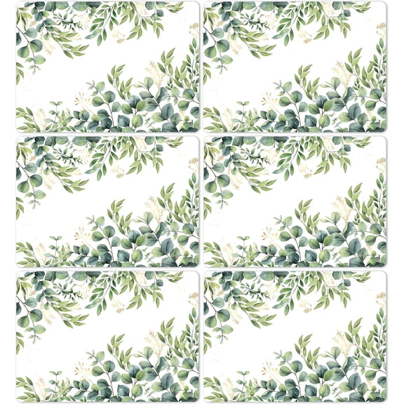 Leaves Placemat Set of 6 Seasonal Summer Plastic Table Mats Spring Green Leaves Themed Place Mats Rustic Vintage Table Decoration for Indoor Outdoor Party Kitchen Dining