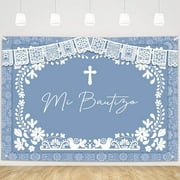 Mi Bautizo Baptism Backdrop Blue Boy Mexican Talavera Background Christening First Holy Communion Mexican Baptism Party Banner Photo Booth Supplies