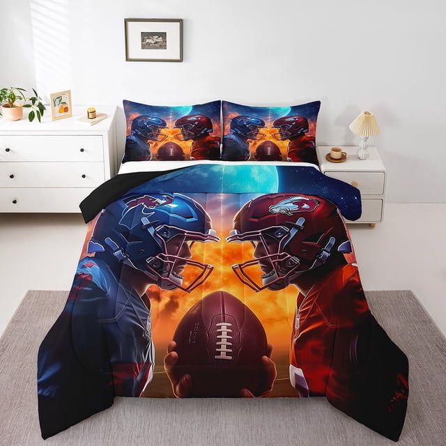 American Football Comforter Set Sports Bedding Sets for Boys Teen Rugby Game Bedding Comforter Sets for Girls Football Lover Down Comforter American Football Game Quilt Set Full Size