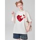 thumbnail image 1 of Camiseta informal de San Valentín para mujer con estampado de mariposa y corazón, de punto, manga corta y cuello redondo, para toda la temporada., 1 of 6
