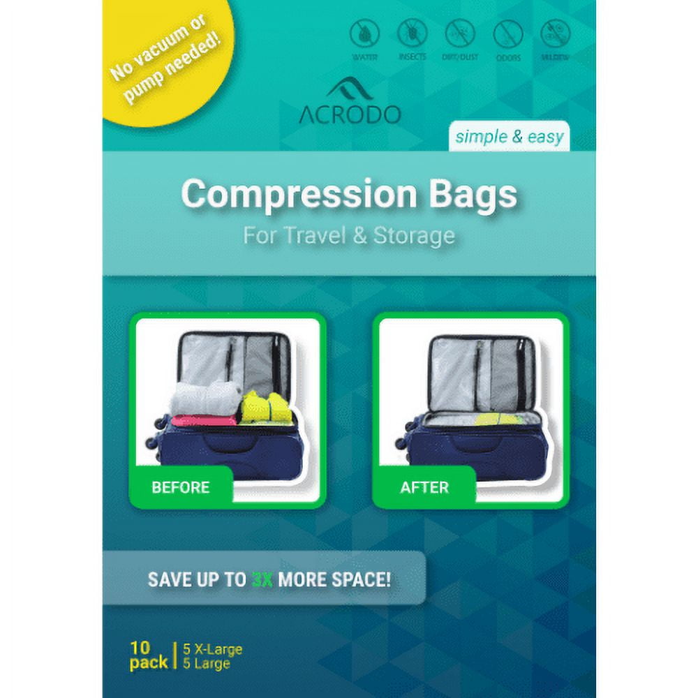 Let's Roll! Re-Useable Compression Packing Bags – 12 Pack