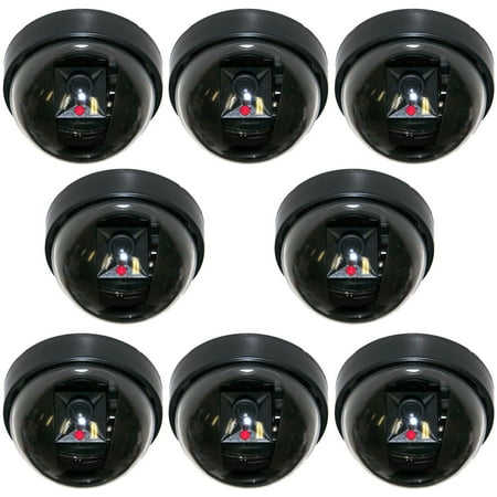 

VideoSecu 8 Dummy CCTV Dome Security Cameras with Flashing LED Home Cost-effective Surveillance with Warning Decals bfw