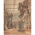 thumbnail image 2 of William Henry Hunt 12x14 Gold Ornate Wood Frame and Double Matted Museum Art Print Titled - The Essex Chantry, Watford Church (ca. 1820), 2 of 4