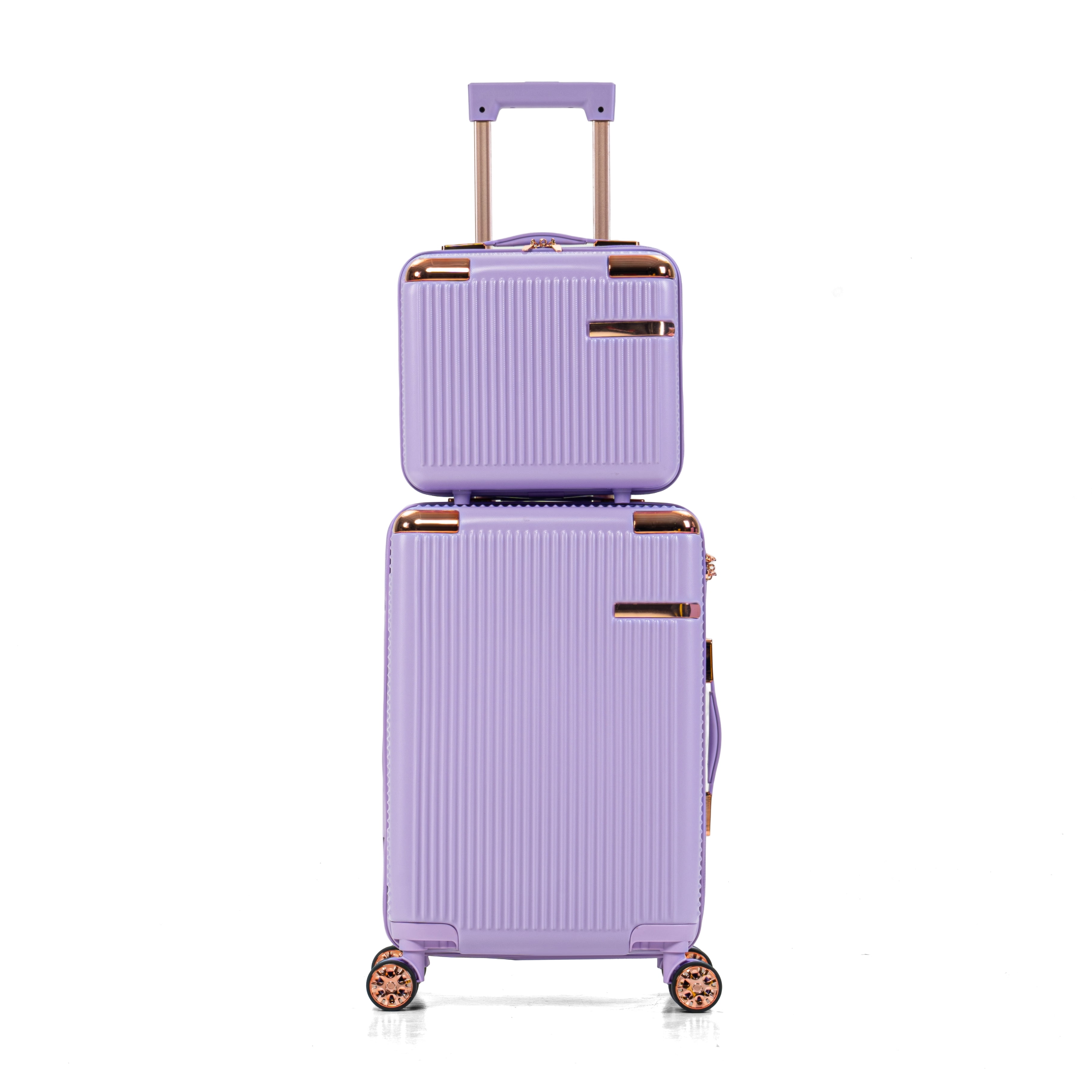 4-Piece Lightweight ABS Hard Shell Luggage Set, Anti-Scratch Textured Travel Suitcase with 360° Dual Spinner Wheels and Combination Lock for Business Vacation Weekend Travel