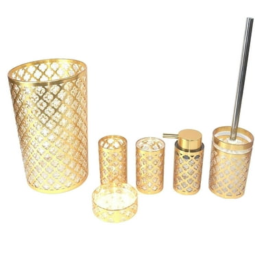 Geneva Collection 6-Piece Complete Bathroom Accessory Set, Gold